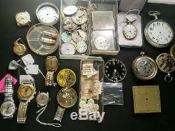 Lot Of Vintage Watches Wristwatch Pocket Watch Movements Parts Repair