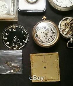 Lot Of Vintage Watches Wristwatch Pocket Watch Movements Parts Repair