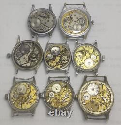 Lot of 8 Vintage Swiss Made Manual Wrist Watch Movements for Parts