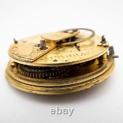 M. I. Tobias English Antique Fusee Pocket Watch Movement with Polychromatic Dial