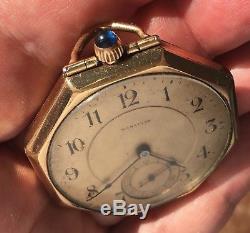 Marathon Octagon Pocket Watch Gallet Movement Ca. 1920 with Hand Chain