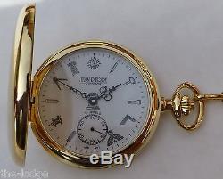 Masonic Gold Plated Plain Full Hunter Pocket Watch Mechanical Movement LR224
