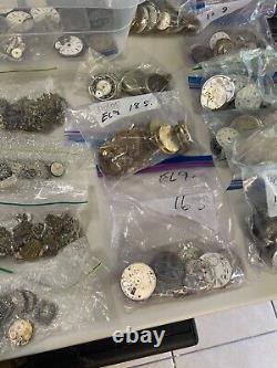 Massive Antique Bulk Lot 1000+ Pocket Watches-movements-parts Sold As-is