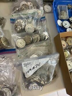 Massive Antique Bulk Lot 1000+ Pocket Watches-movements-parts Sold As-is