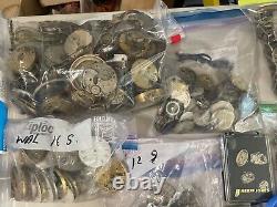 Massive Antique Bulk Lot 1000+ Pocket Watches-movements-parts Sold As-is