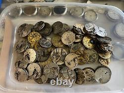 Massive Antique Bulk Lot 1000+ Pocket Watches-movements-parts Sold As-is