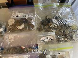 Massive Antique Bulk Lot 1000+ Pocket Watches-movements-parts Sold As-is