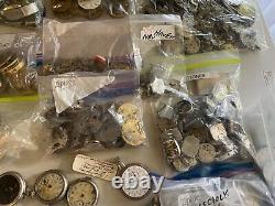 Massive Antique Bulk Lot 1000+ Pocket Watches-movements-parts Sold As-is