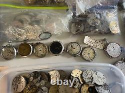 Massive Antique Bulk Lot 1000+ Pocket Watches-movements-parts Sold As-is