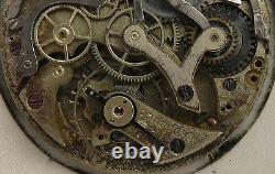 Minerva Chronograph Pocket Watch movement & enamel dial 46,2 mm. In diameter