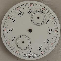 Minerva Chronograph Pocket Watch movement & enamel dial 46,2 mm. In diameter