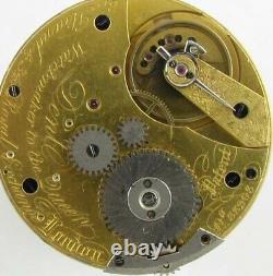 Mint Nicole Nielsen Dent Keyless Patent Pocket Watch Movement 1870
