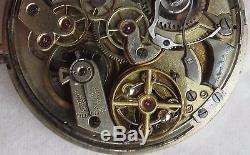 Minute Repeater & Chronograph Pocket Watch movement & enamel dial stem to 3