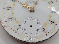 Mod 1888 Waltham Traveler 16s Pocket Watch Movement Fancy Dial For Repairs Gilt