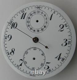 Montbrillant Valjoux pocket Watch 17 j. 3 adj. Chronograph Movement 2 registers