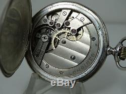 Old Longines Silver Hunter Pocket Watch High Grade Movement