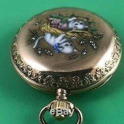 Old Longines Solid Gold 18k And Enamel Pocket Watch High Grade Movement