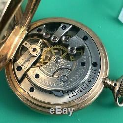 Old Longines Solid Gold 18k And Enamel Pocket Watch High Grade Movement