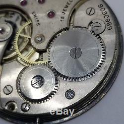 Omega 37.5L 15P Pocket Watch Movement 40 mm dial 1930s ticking F418