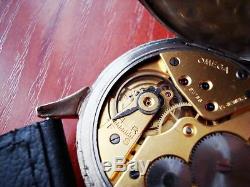 Omega Driver's Vintage Swiss Pocket Watch Movement Enamel Dial 1937