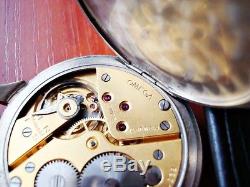 Omega Driver's Vintage Swiss Pocket Watch Movement Enamel Dial 1937