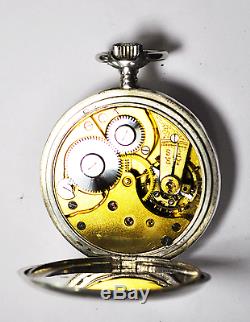 Omega Size 16 Open Face Sterling Silver Pocket Watch Gilt Movement Swiss