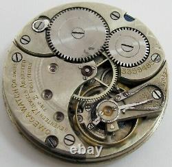 Omega pocket 16s watch 17 jewels 2 adj. Movement for parts. Fit open face case