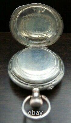 Ornate Antique Swiss 800 Silver Open Face Ladies Pocket Watch Engraved Movement