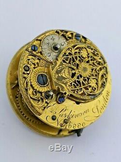 Painted Dial, London Maker Verge Fusee Pocket Watch Movement Ticks (R86)