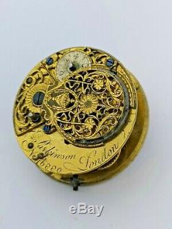 Painted Dial, London Maker Verge Fusee Pocket Watch Movement Ticks (R86)