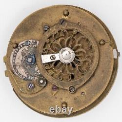 Partial 36.1 x 14 mm English Antique Fusee Pocket Watch Movement with Dial