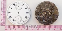 Partial Movement High-Grade Swiss Chronograph Pocket Watch Movement & Dial
