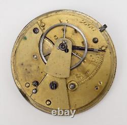 Parts / Repair Floral Engraved Silver Dial Antique Fusee Pocket Watch Movement