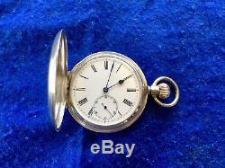 Pocket Watch Hunter Swiss Solid Silver Serviced Movement Running Great