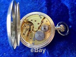 Pocket Watch Hunter Swiss Solid Silver Serviced Movement Running Great