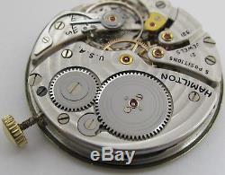 Pocket Watch Movement 12s hamilton 921 21 jewels 5 adj. Dial & hands OF