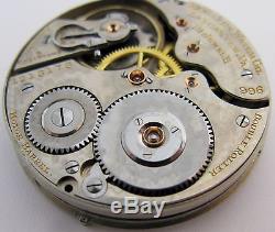 Pocket Watch Movement 16s hamilton 996 19 jewels 5 adj. Motor Barrel. OF