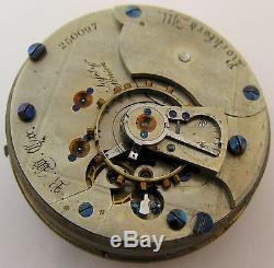 Pocket Watch Movement 18s Rockford Illinois model 6 exposed escapement