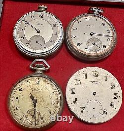 Pocket Watch Movement For Parts / Restore Lot X4