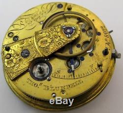 Pocket Watch Movement T. Blundell at Liverpool, chain fusee & dustcover