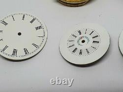 Pocket watch movements 2x key winding mid size + 3 dials antique