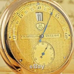 Pristine Vintage Modernista Rare Jump Hour Movement Gold Plated O/f Pocket Watch