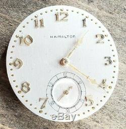 QT2 PERFECT DIAL 39mm 10s 21J VINTAGE HAMILTON 5 POS POCKET WATCH MOVEMENT PARTS