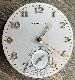 QT2 PERFECT DIAL 39mm 10s 21J VINTAGE HAMILTON 5 POS POCKET WATCH MOVEMENT PARTS