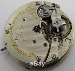 Quality pocket watch movement 17 j. HC for parts. Rosenkrans & Thatcher, WI