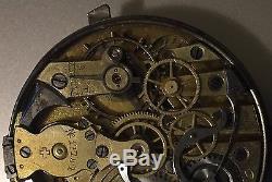 Quarter Repeater & Chronograph Pocket Watch movement & enamel dial stem to 12