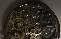 Quarter Repeater & Chronograph Pocket Watch movement & enamel dial stem to 12