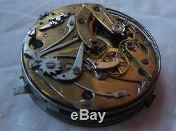 Quarter Repeater & Chronograph Pocket watch movement & enamel dial stem to 12