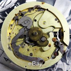Quarter repeater chronograph hunter pocket watch movement + enameled dial