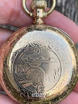 RARE 18s Rockford 15j ADJUSTED Md6 Pocket WatchEXPOSED ESCAPEMENTORIGINAL CASE